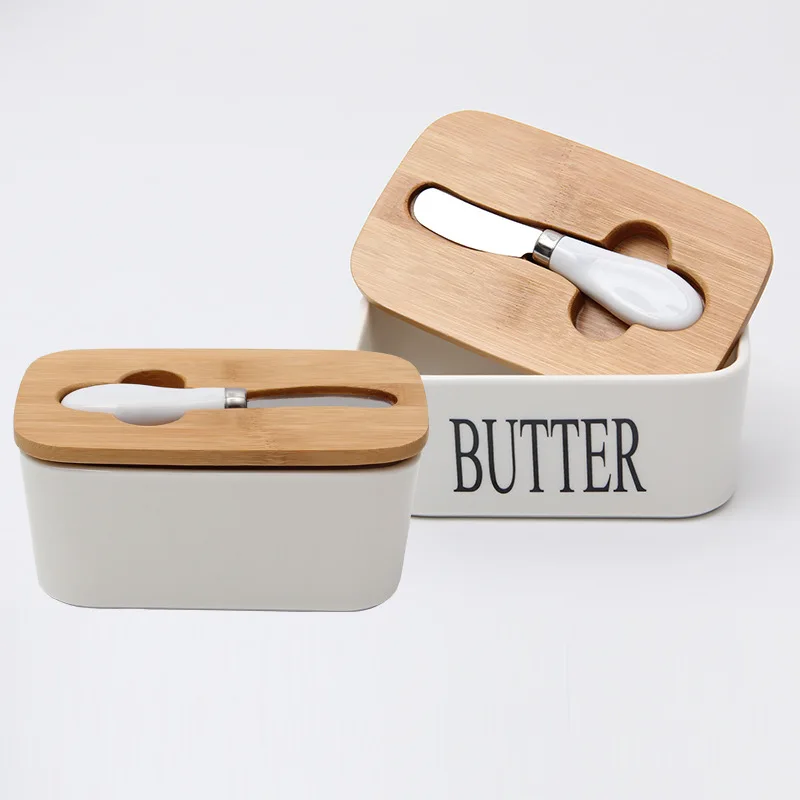 

Bamboo Cover Tape Ceramic Knife niu you he Kitchen Organizing Refrigerator Storage Sealed Jar Rectangular Storage Freshness Box