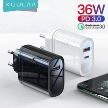 KUULAA – chargeur USB 36W Quick Charge 4.0 PD 3.0, Type C, adaptateur pour téléphone Portable, compatible avec iPhone Xiaomi