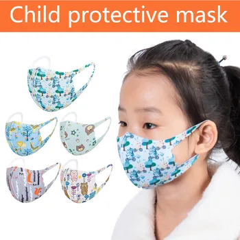

Kids Baby Breathable Earloops Safety Protect Thin Type Mouth Cartoon Mask Printing Camouflage Outdoors Protective Masque 20PC