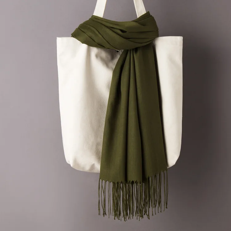 Armygreen Scarf Женские однотонные кашемировые шарфы с кисточками, осень, новые мягкие теплые шарфы для девушек и женщин, тонкий длинный шарф, Женская шаль, мужской шарф - Цвет: Armygreen Scarf