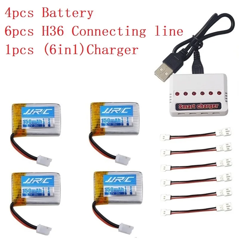 Светло-зеленый JJRC H36(6 в 1) USB зарядное устройство наборы 3,7 V 150mAh 30c для E010 E011 E012 E013 F36 H36 дроны RC Квадрокоптер части 3,7 v Lipo батарея - Цвет: Светло-зеленый