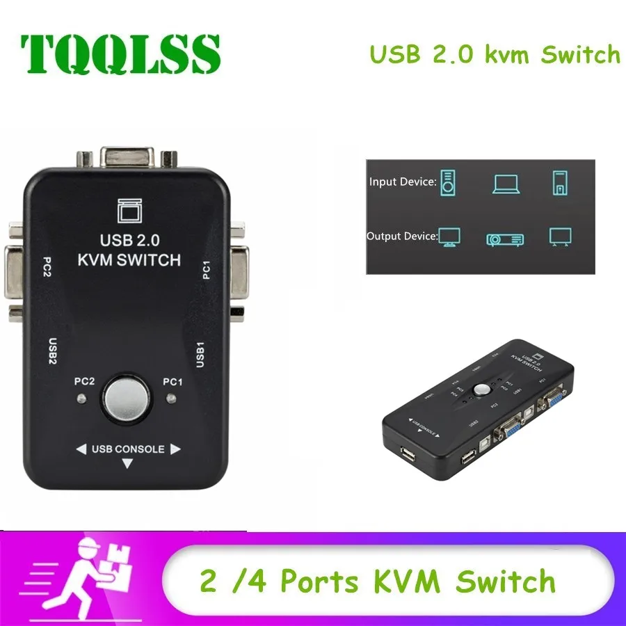 2/4 портов USB 2 0 KVM переключатель коробка для мыши клавиатуры принтера Share Switch 200 МГц