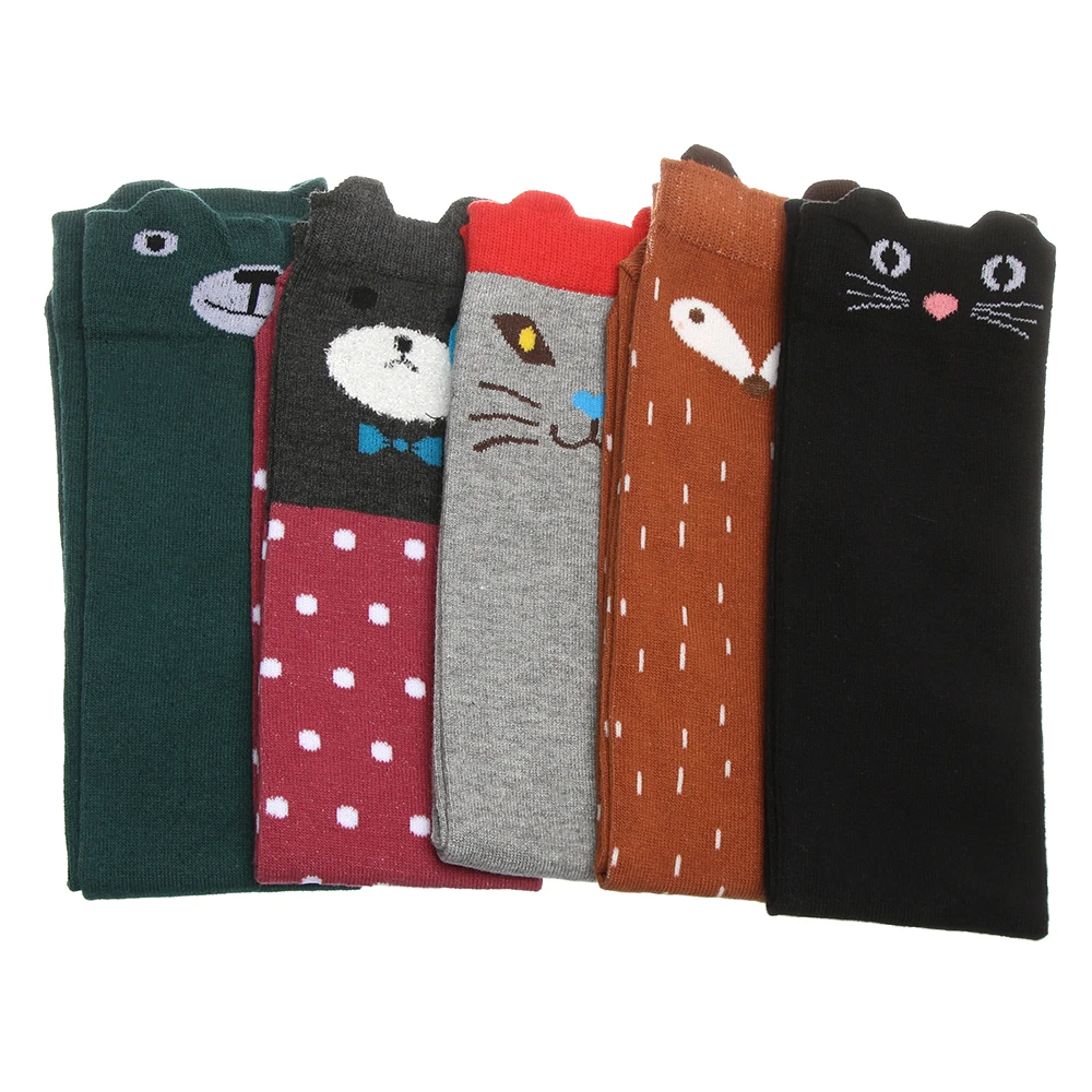 3-12 Years Kids Cute Cartoon Cotton Socks Children Animal Bear Pattern Socks Baby Girls Knee High Long Legs Warmers Socks