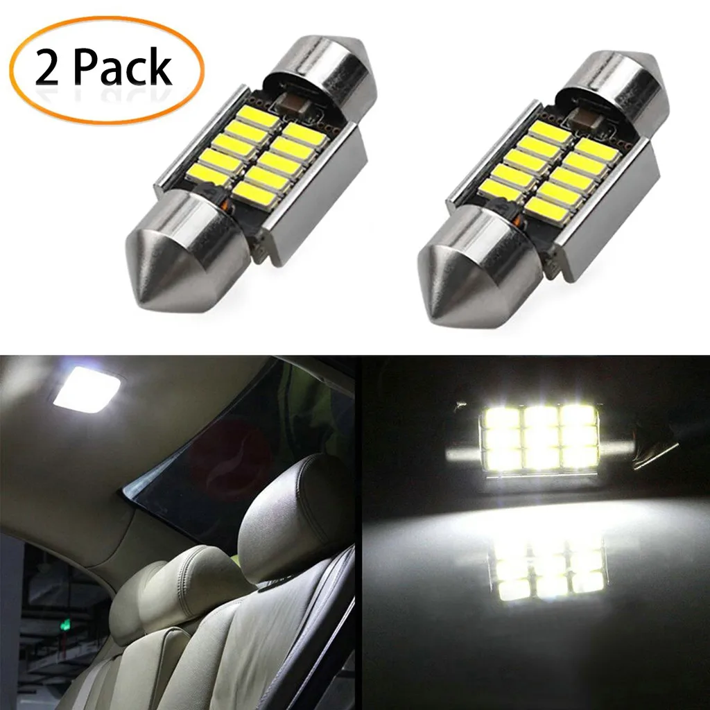 `Pcs 31mm LED Light 6500K White SMD Car Dome Double Tip Reading Lamp