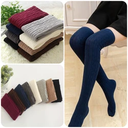 Warm Long Cotton Over Knee Stocking Women Winter High Thigh Knitted Stockings For Ladies Japanese Over Knee Socks 8 Colors