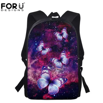 

FORUDESIGNS Butterfly Galaxy Mandala Purple School Backpack 2020 Casual Kids Girls School Bags 16inch Children Schoolbag Mochila
