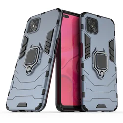 Luxury Ring Armor Shockproof Case with Stand - Enhanced Protective Phone Cover for OPPO Reno 4 SE (Navy)