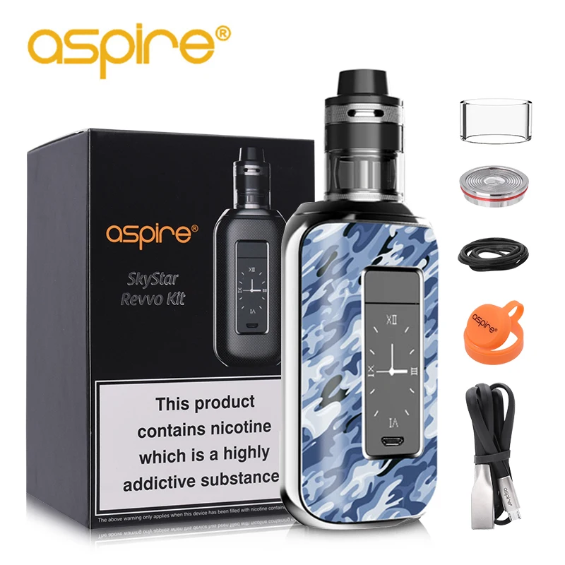 Aspire SkyStar-Kit de vapeo Revvo de alta potencia DTL, 210W, caja Mod con tanque Revvo de 3,6 ML, rosca de 510, cigarrillo electrónico sin 18650