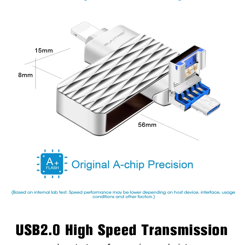 Suntrsi 32 Гб 2,0 USB флэш-накопитель OTG 3 в 1 64 ГБ для смартфона 7/8/x/xr/Android/ipad Флешка высокая скорость