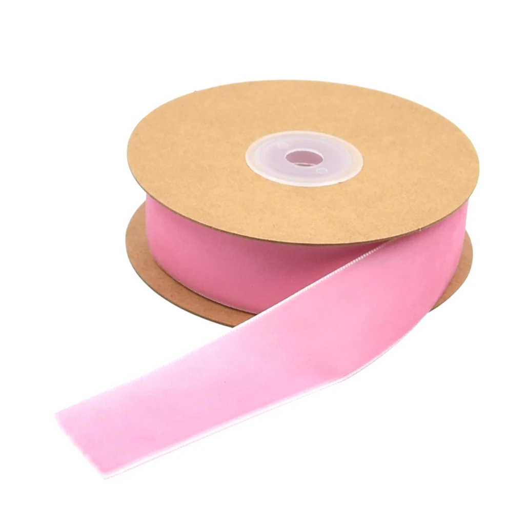 12 Colors 25mm/1'' 5 Yards Velvet Ribbon Roll for Crafts Headband Clips Hair Bow Wedding Decoration Christmas Ribbon