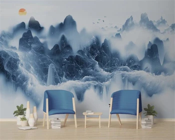 

beibehang Fashion high-end wallpaper mural new Chinese artistic concept ink marble pattern mountain water decorative background
