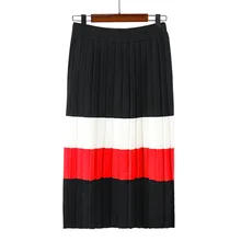 Женская юбка, повседневная, праздничная, модная, полосатая, для девушек, юбки, плиссированная, большая, свободная, юбка с высокой талией, размера плюс, длинная, Женская юбка