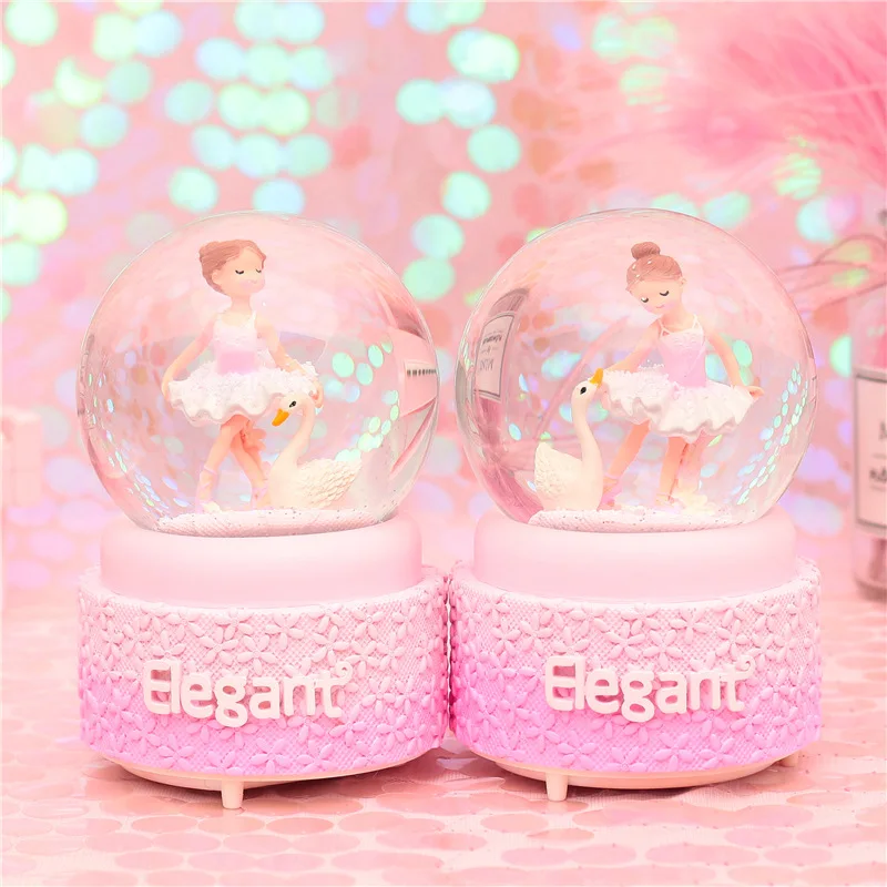 

10*15.8CMBallet Girl Snow Globe Glass Crystal Ball Music Box Craft Home Desktop Decoration Wedding Christmas New Year Gifts