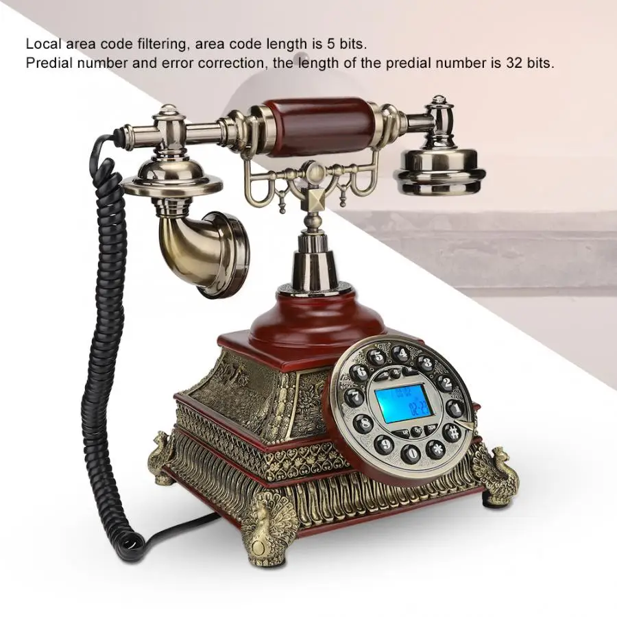 MS-008A имитация дерева+ Бронзовый Классический ретро телефон домашний декор Настольный телефон(с подсветкой