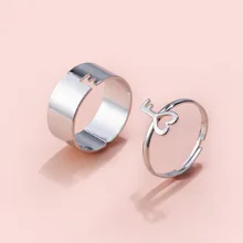 

2pcs Gothic Punk Key Lock Couple Ring Set Women Men Open Adjustable Ring Set Fashion Alloy Silver Rings Jewelry Gift