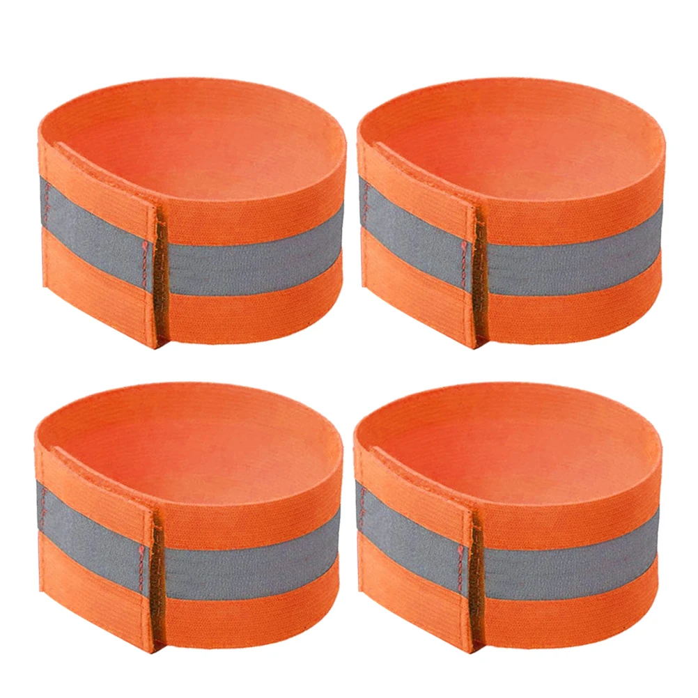 2/4/6Pcs Reflective Bands for Wrist Arm Ankle Leg High Visibility Reflective Running Gear Safety Riding Belt Wrist Leg Straps - Цвет: 4Pcs Orange