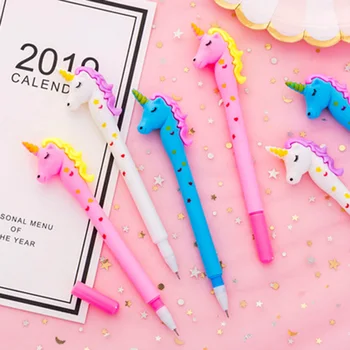 

2 pcs Stationery cute large capacity cartoon girl spot unicorn gel pen student creative soft pen school supplies birthday gift
