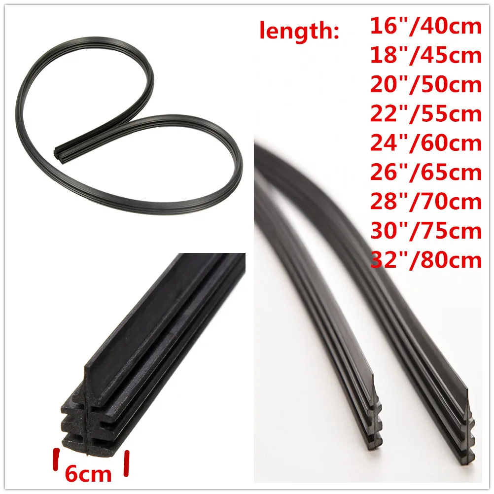 

1pair 30 32 28'' 26'' 24'' 16 Auto Car Bus Rubber Bracketless Frameless Windshield Wiper Wash Blade Refill Replacement