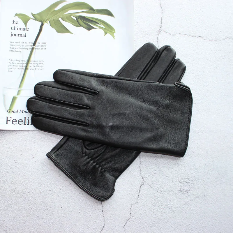 New sheepskin gloves men's leather unlined thin summer can touch screen outdoor sports driving riding gloves spring and autumn