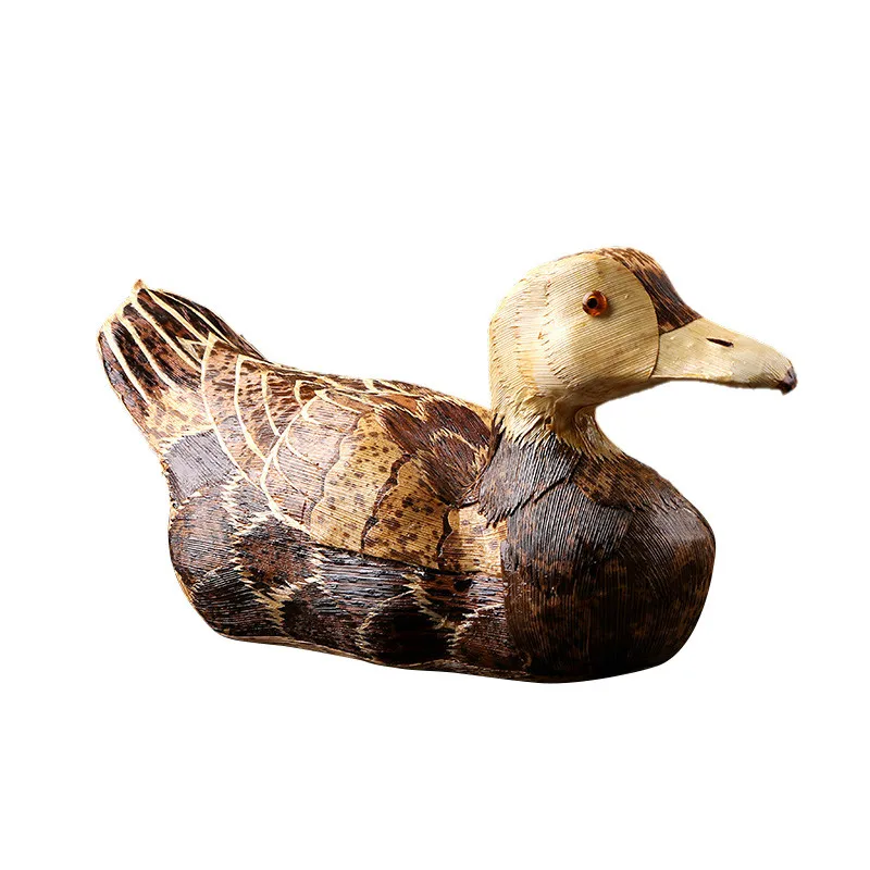 

Chinese Style Handmade Brown Leaf Making Duck Owl Family Ornaments Traditional Handicraft Making Toys Featured Creativity