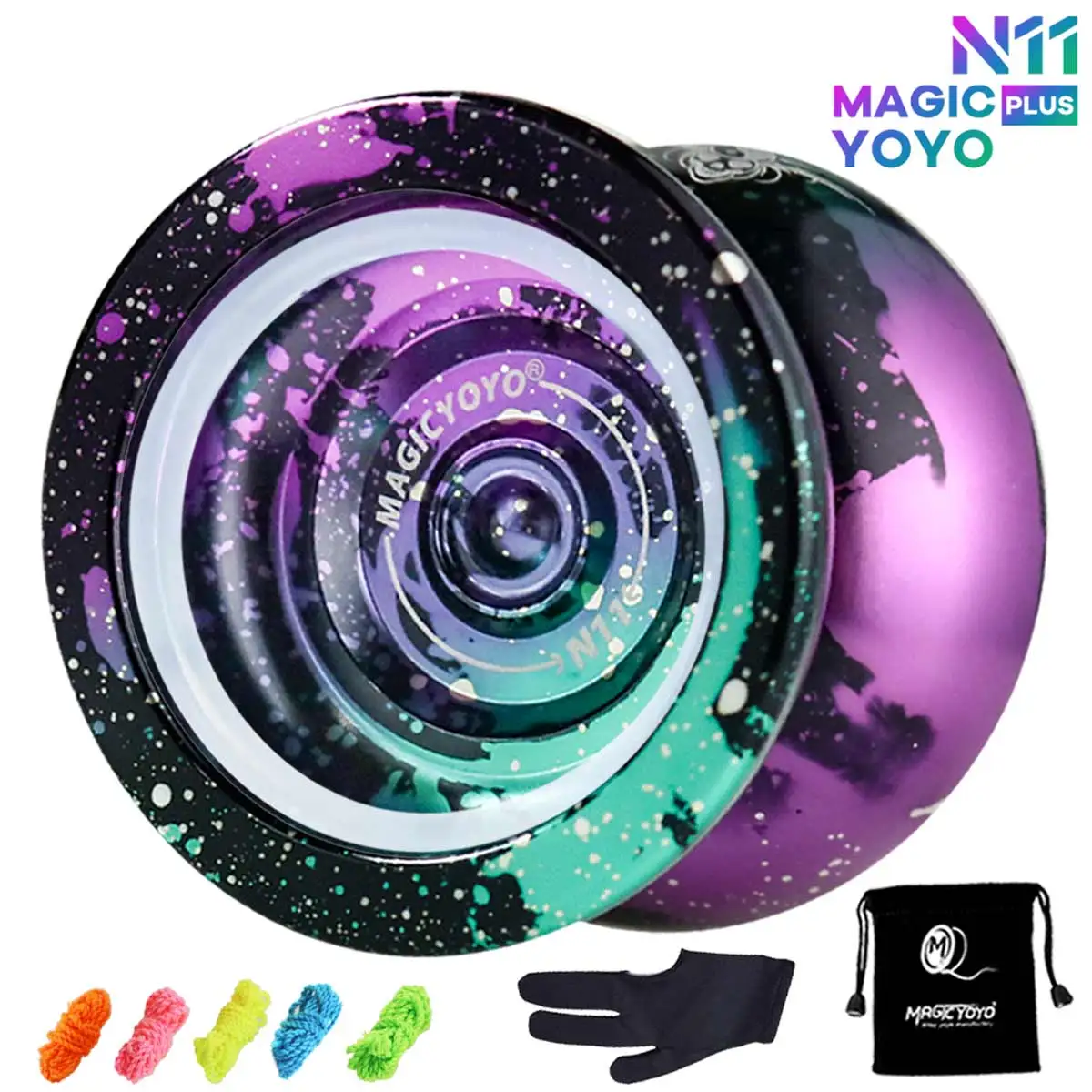 MAGICYOYO Professional Yoyo N11, Alloy Aluminum  Unresponsive Yoyo for Advanced with Extra 5 Yoyo Strings + Bag + Yoyo Glove