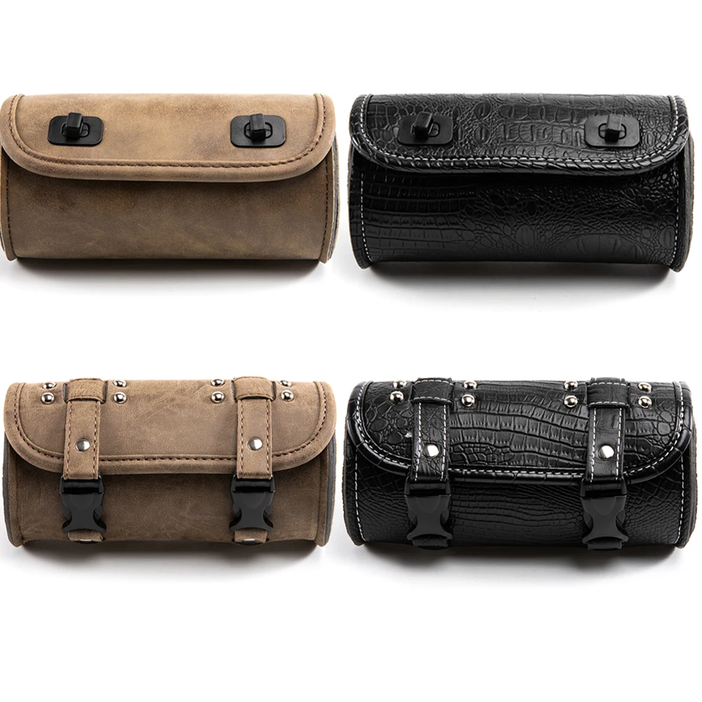 Motorcycle Fork Tool Bags Storage Leather Travel Pouch Front Luggage