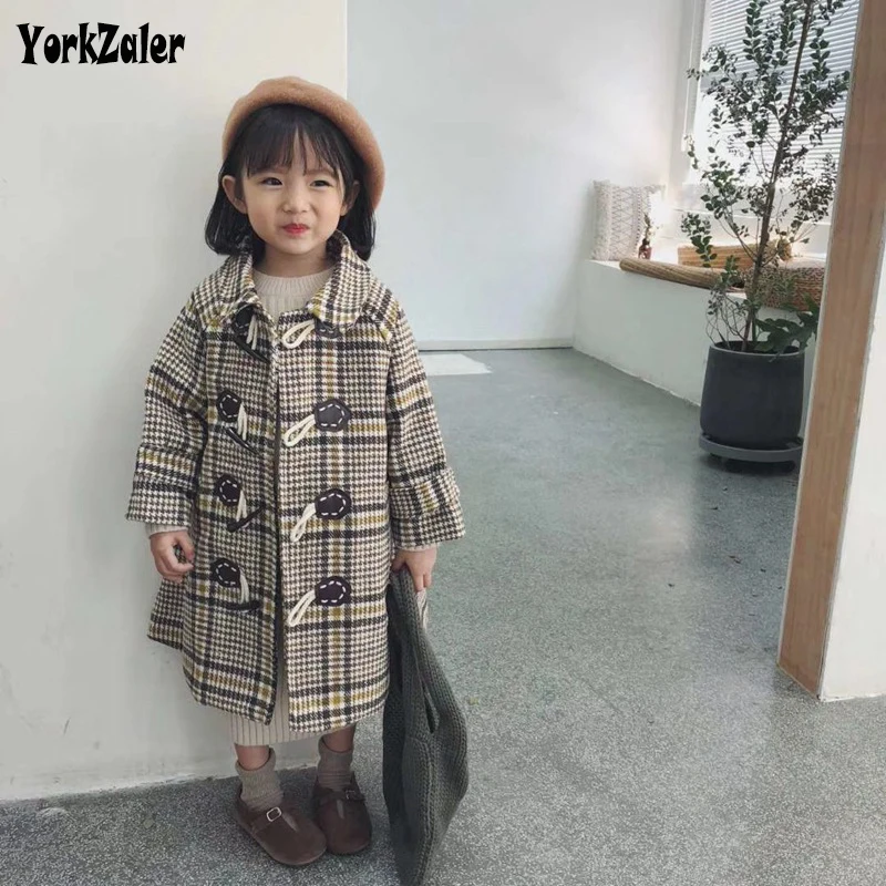 Yorkzaler зимняя детская куртка для девочек клетчатая с длинным рукавом утепленная