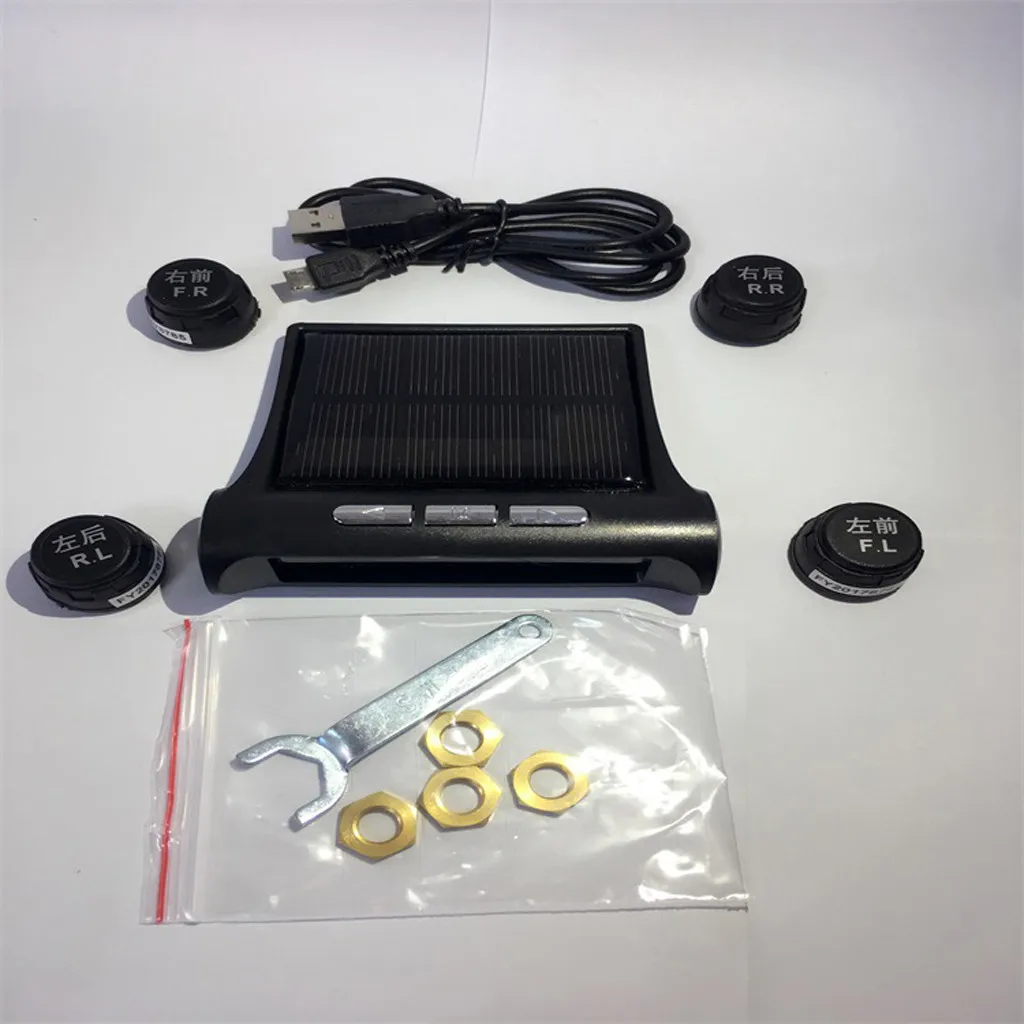 TPMS Солнечная беспроводная система контроля давления в шинах lcd w \ 4 внешний датчик солнечной энергии цифровой ЖК-дисплей автомобильные аксессуары