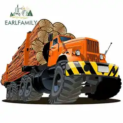 EARLFAMILY 13 см x 9,3 см для Monster Truck Logging Trailer, мультяшная графика, автомобильные наклейки, водонепроницаемые, аниме, сделай сам, тонкая наклейка