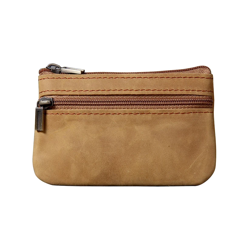 

Vintage Genuine Leather Men Wallet Coin Purse Small Mini Retro Key Holder Money Bag Pocket Keychain Zipper Men Coin Purse NR94