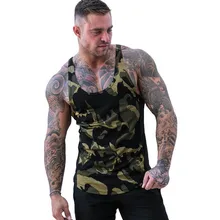 Летний стиль мужской фитнес для мышц Камуфляжный жилет большого размера Повседневный дышащий Быстросохнущий Спортивный впитывающий пот жилет