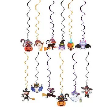 

12pcs Halloween Hanging Swirl Funny Carton Decorative Practical Lovely Creative Ceiling Pendant Hanging Ornament for Garden