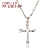 Fashion High Quality Gothic Necklace For Men Cross Crystal Jesus Pendant Man Gift Jewelry collares de moda