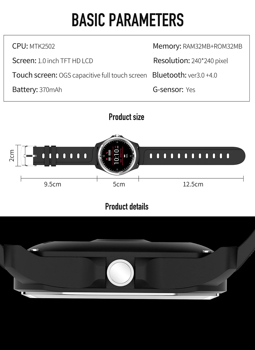 TIPTOP Bluetooth Smart Watch Calling HR Blood Pressure Monitor Voice Assistant Music Control Weather Forcast Fitness Band