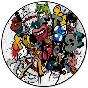

Mouth Cartoon Skull Joker Pattern Rugs and Carpets for Home Living Room Round Rug for Children Rooms Non-slip