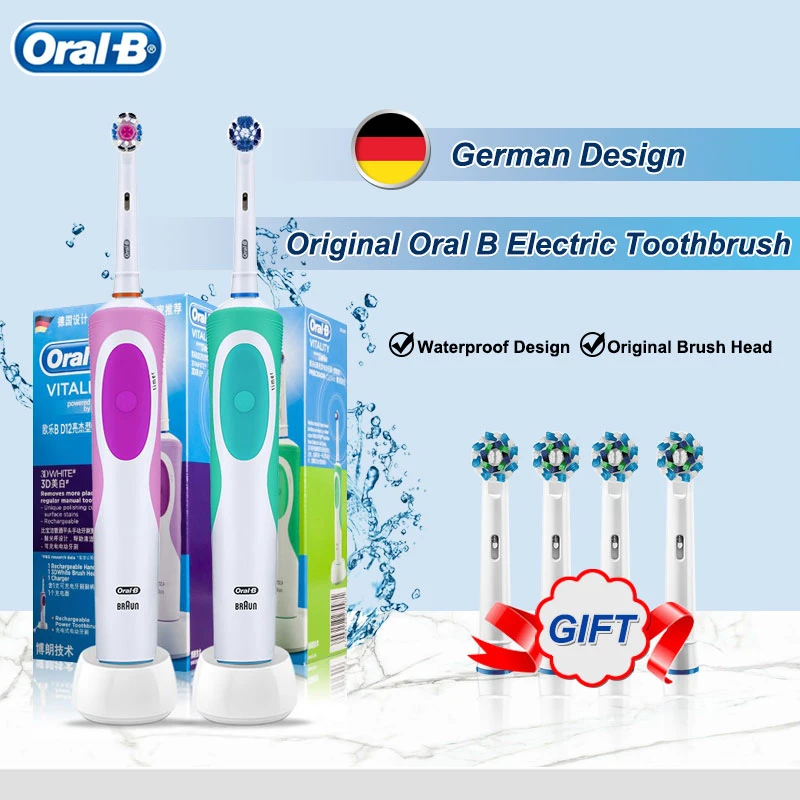 Oral B Electric Toothbrush 2D Clean Rotating Rechargeable Toothbrush Teeth With 2 Minutes Timer Replaceable Clean Brush Heads