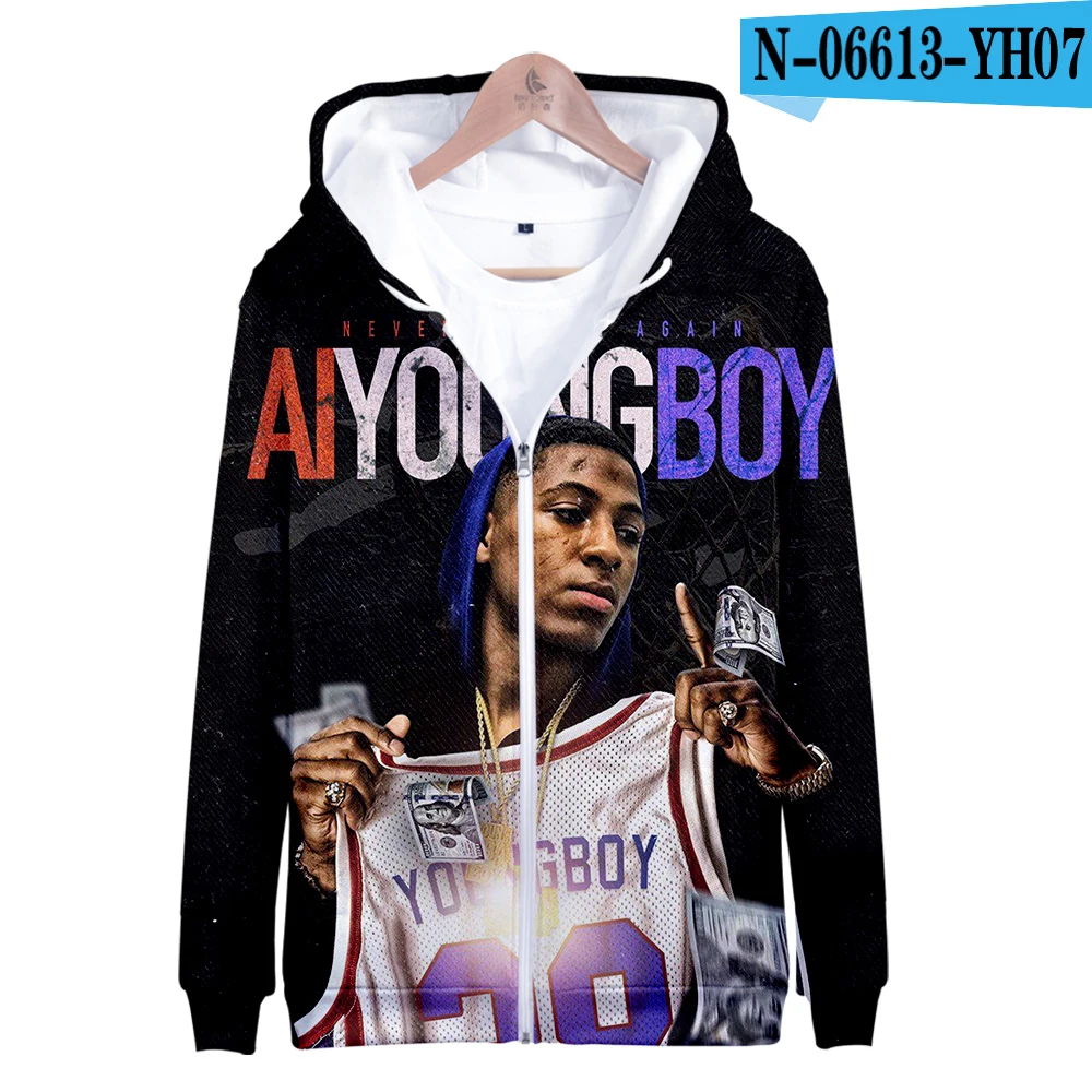 YoungBoy Never Broke agre 3D новые модные толстовки с капюшоном на молнии 3D повседневная одежда с длинным рукавом для женщин/мужчин повседневная одежда - Цвет: Синий