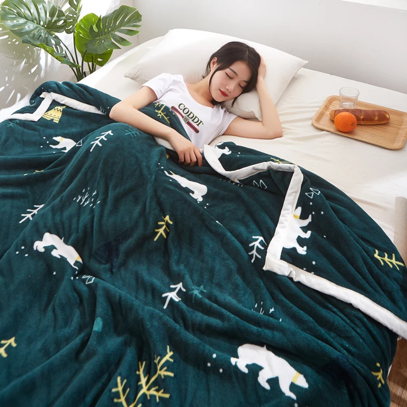 

Spring/Autumn Warm Thick Blanket Raschel Super Soft Warm Blanket Play On Sofa Light And Warm Blanket For Airplane And Picnic