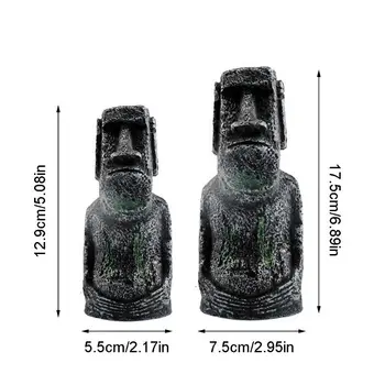 

Resin Ancient Easter Island Stone Head Statue Aquarium Ornament Fish Tank Decor