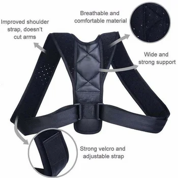 

Solid Soft PU Leather Shoulder Hunchback Adjustable Support Health Care Posture Corrector Pain Relief Durable Back Brace Buckle