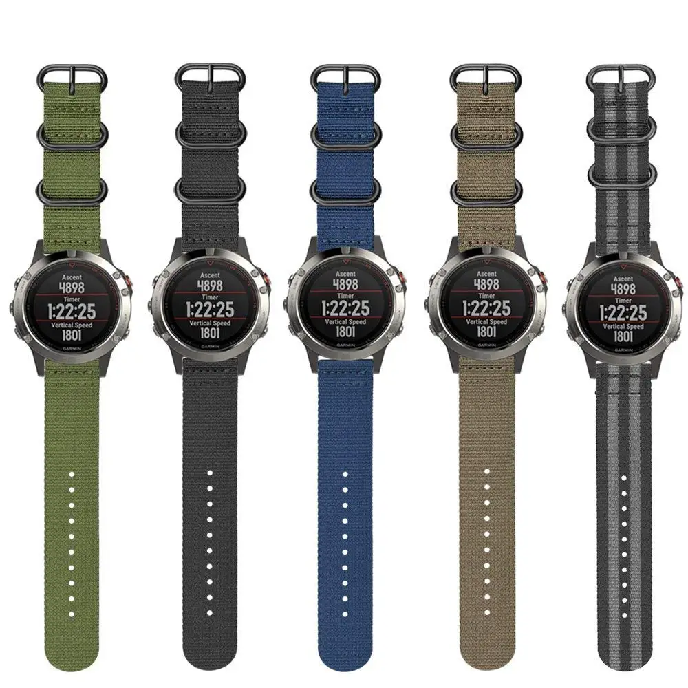 GXV-22mm-Premium-Nato-Nylon-Strap-3-Ring-Watch-Band-for-Garmin-Fenix-5-Instinct-Forerunner