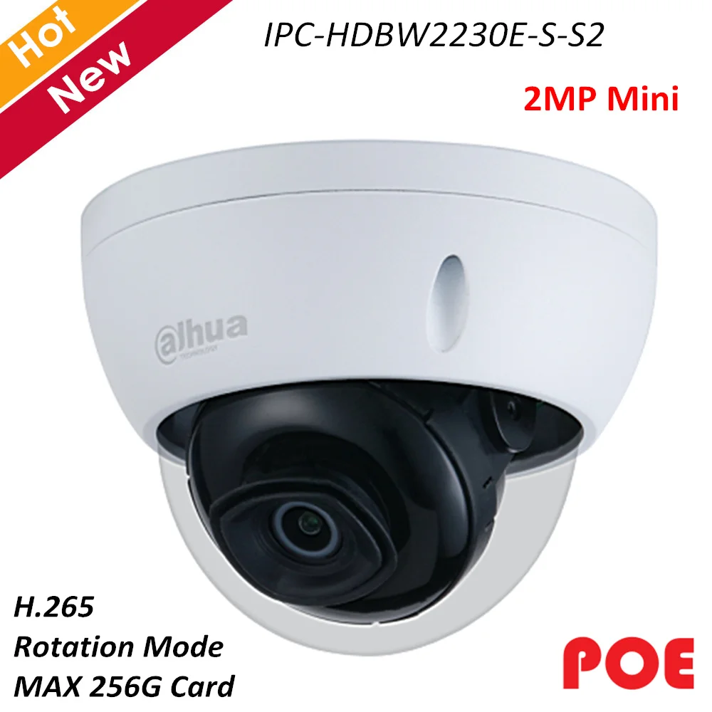 Dahua ip-камера 2MP ИК мини-камера 1/2. " CMOS SMART H.264 H.265 режим вращения Поддержка POE и 256G карта IPC-HDBW2230E-S-S2