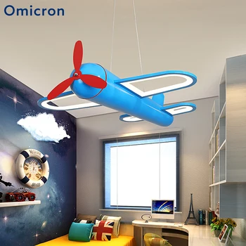 

Omicron Modern Cartoon LED Chandeliers Yellow Blue Airplan Hanging Lamp For Baby Bedroom Children Lighting Fixture