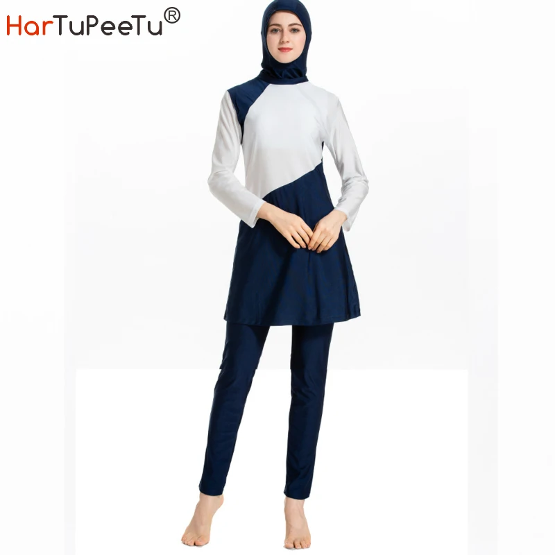 

Sun Protection Women Swimwear Muslim Swimsuit with Islamic Hijab Burkini Swimming Costume Conservative Bathing Suit Sports