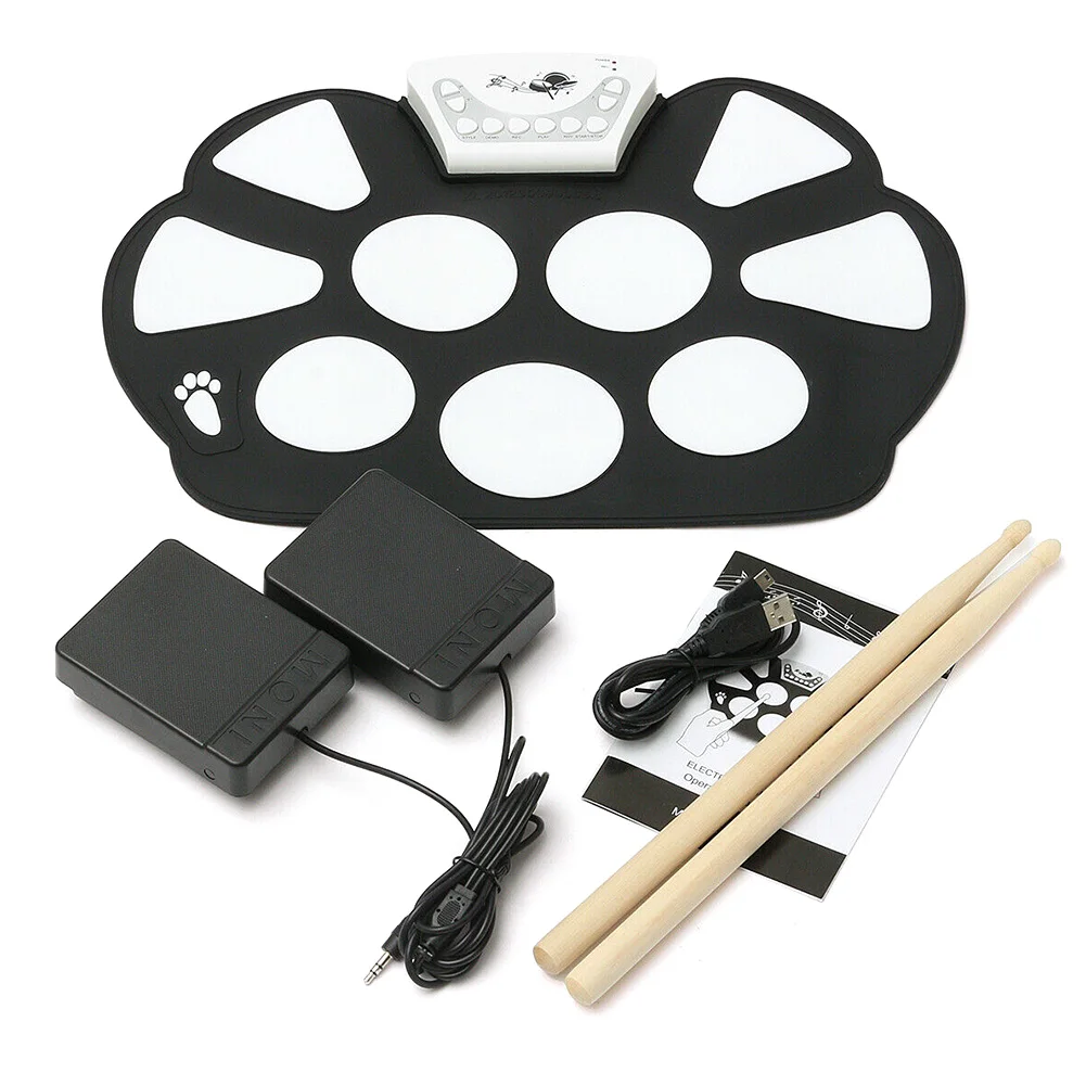

Digital Funny Stick Portable With Speakers Pad Silicone Kids Toy For Beginners Electronic Drum Set Roll Up Foot Pedals USB Gift