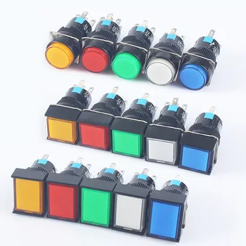 

1NO1NC/2NO2NC 12V 24V 220V momentary Illuminuted Maintain Push Button Switches 16MM Latching Push Button lamp with light/NO LED