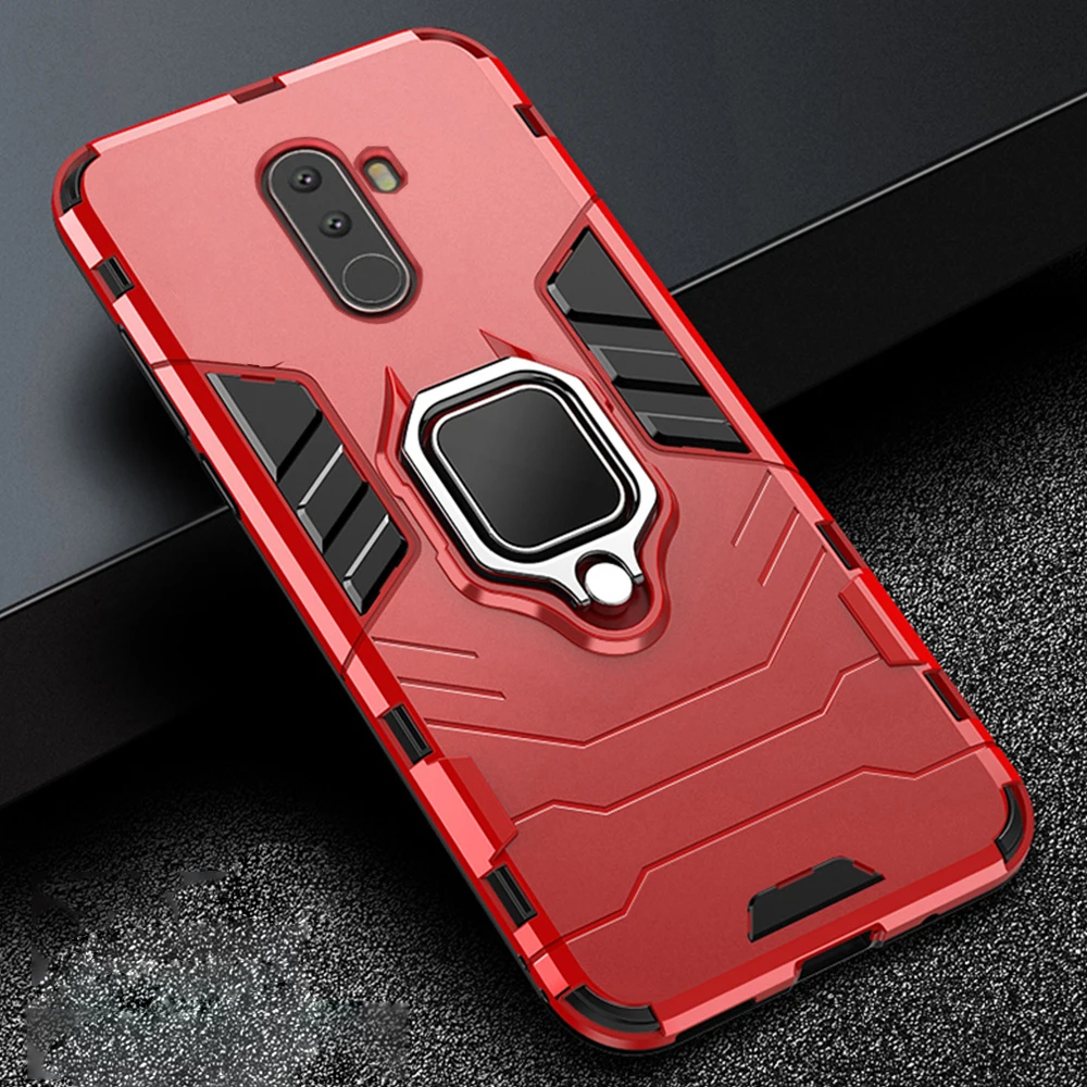 Чехол для Pocophone F1, чехол для ПК, чехол для телефона, чехол для телефона Xiaomi Poco, чехол для телефона Pocofone F1, противоударный бампер - Color: Red
