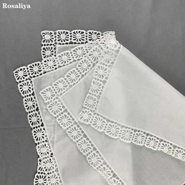 Hölgyek Zsebkendő Divat Ladies Zsebkendők Fehér Pamut Esküvői Menyasszonyi - Image 2