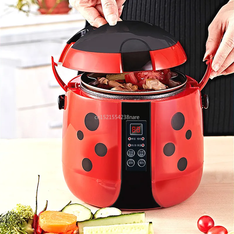 

Cute Beetle-shaped Design Smart Rice Cooker with 24H Reservation Best Rice Cooker Non-stick Liner/ LED Display 1.2L 3 Colors
