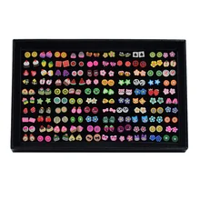 100 пар/лот милые маленькие фруктовые серьги-гвоздики с животными набор для маленьких девочек смешанный цветок из полимерной глины серьги детские подарки ювелирные изделия